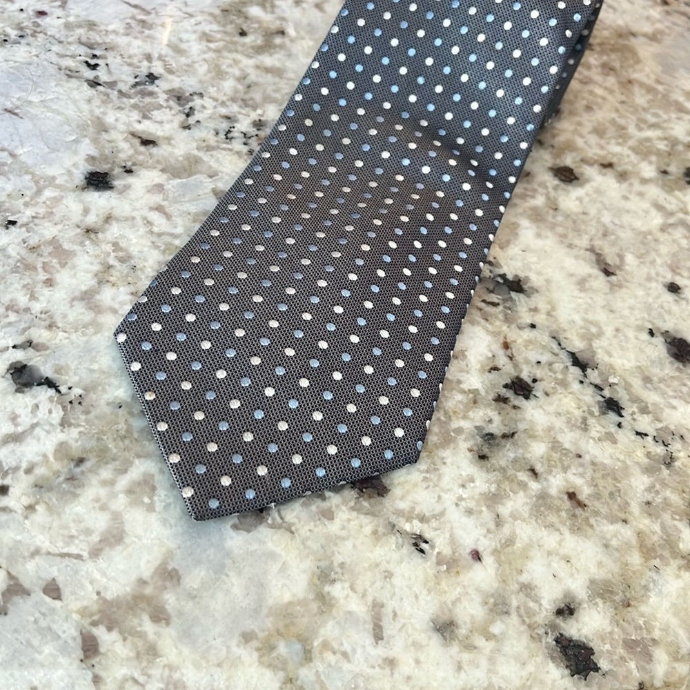 Pronto Uomo Gray and White Silk Tie